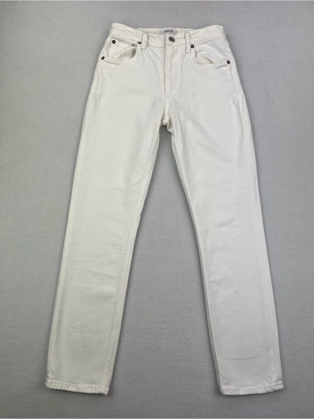Agolde Willow Mid Rise Slim Straight Cropped Fit White Denim Jeans Womens Sz 25